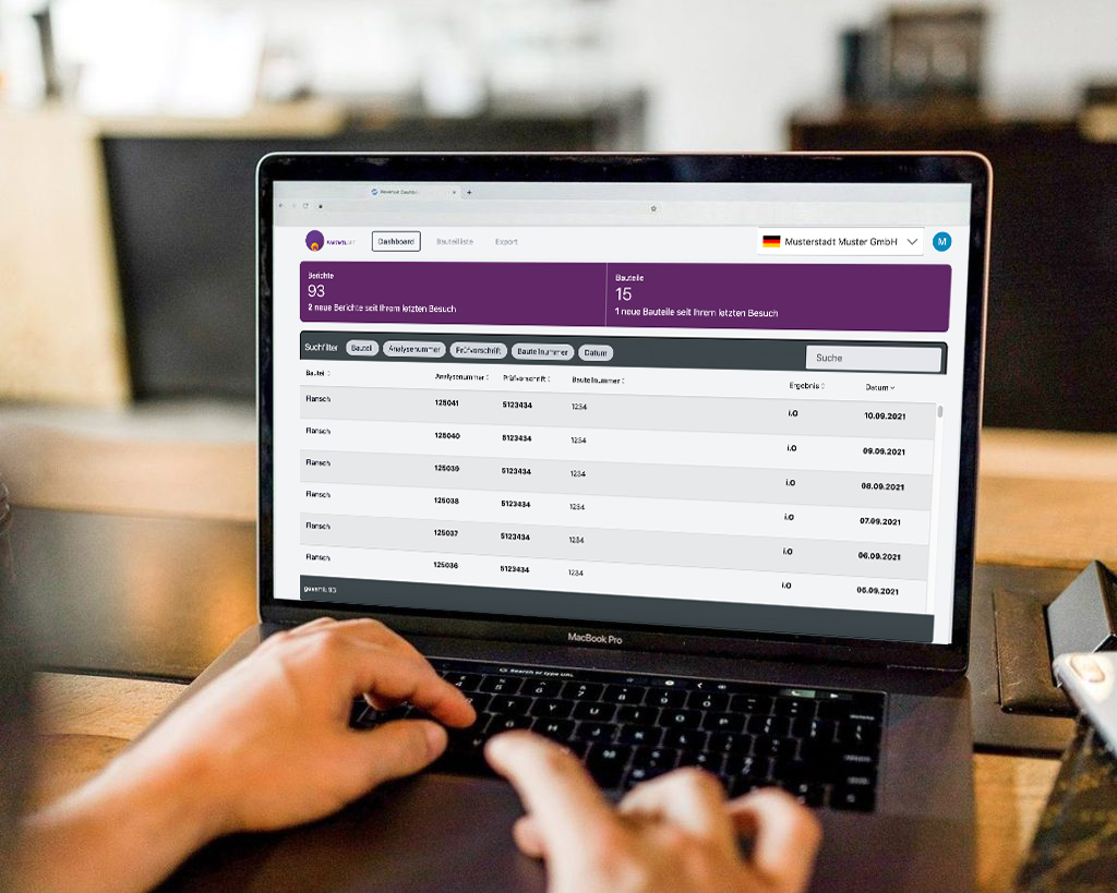 Dashboard of the TecSa Platform, Technical cleanliness consulting services